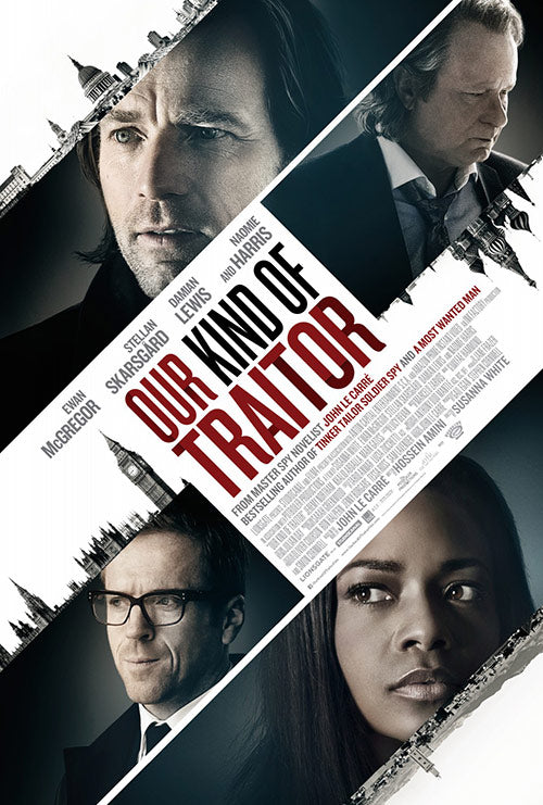Cover of Our Kind of Traitor featuring a dramatic spy scene.