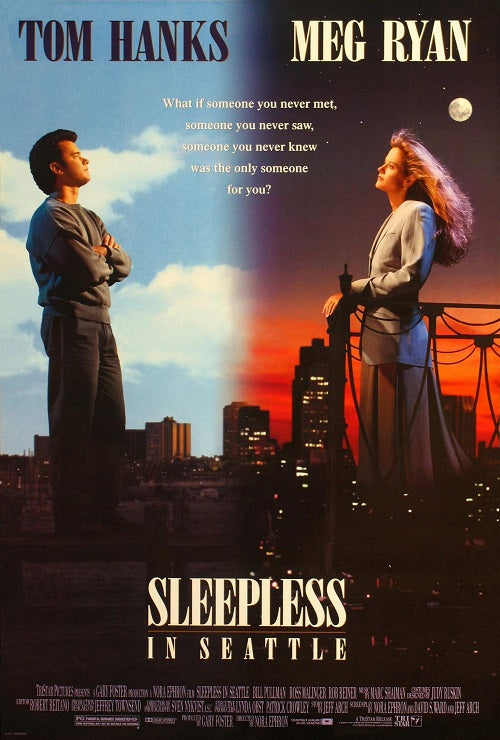 Sleepless in Seattle Blu-ray cover displaying romantic scenes.